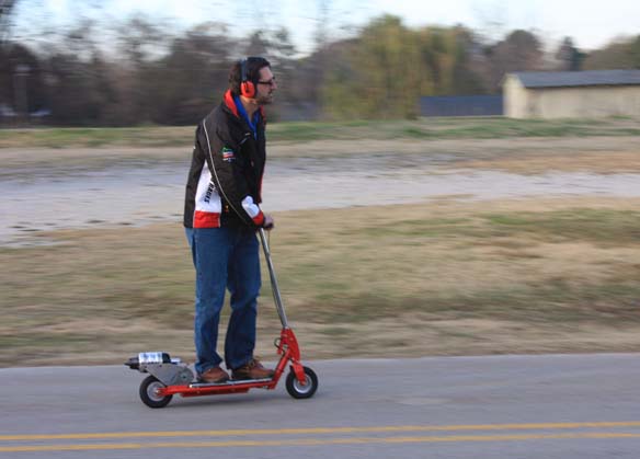 Tim Pickens cruising on his jet powered scooter